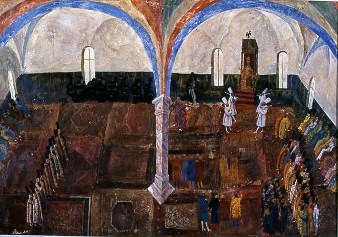 Игорь Макаревич. Эскиз декорации к телеспектаклю «Князь серебряный»